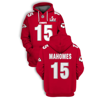 Men's Red Kansas City Chiefs #15 Patrick Mahomes 2021 Super Bowl LIV Pullover Hoodie