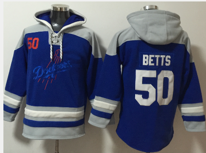 Men's Los Angeles Dodgers #50 Mookie Betts Blue Ageless Must Have Lace Up Pullover Hoodie