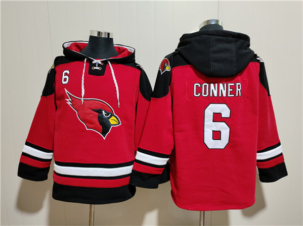 Men's Arizona Cardinals #6 James Conner Red Ageless Must-Have Lace-Up Pullover Hoodie