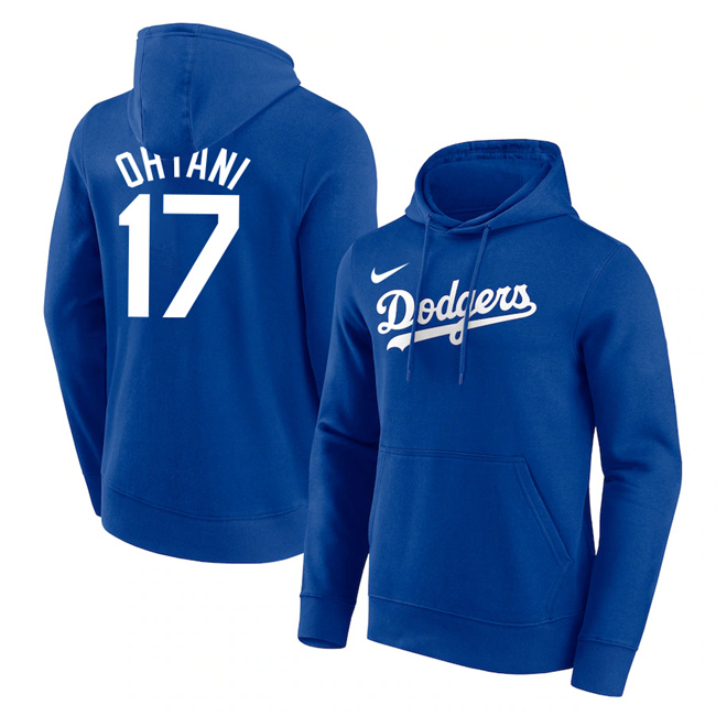 Los Angeles Dodgers #17 Shohei Ohtani Blue Name & Number Pullover Hoodie