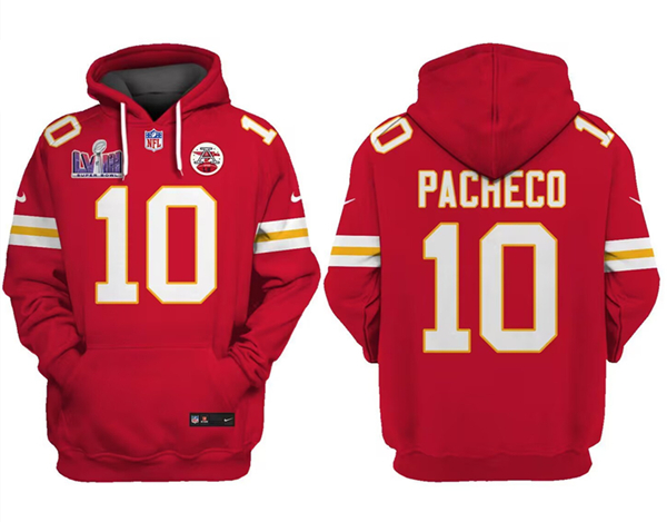 Men's Kansas City Chiefs #10 Isiah Pacheco Red Super Bowl LVIII Patch Limited Edition Hoodie