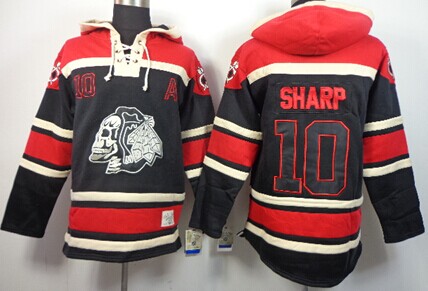 Old Time Hockey Chicago Blackhawks #10 Patrick Sharp Black Ice Skulls Hoodie