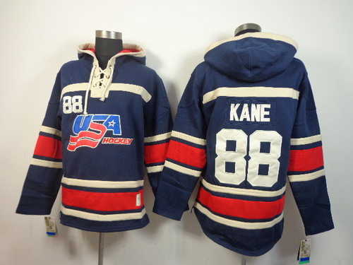 2014/15 Old Time Hockey Team USA #88 Patrick Kane Navy Blue Hoodie