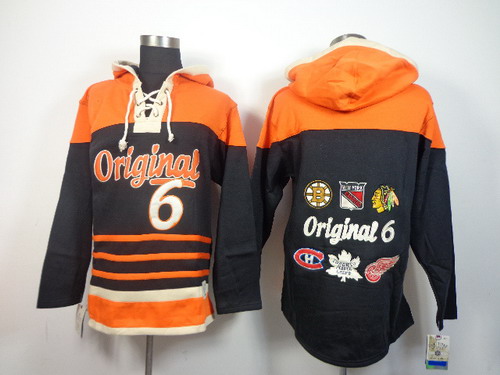 Old Time Hockey Six Original Teams Of NHL Blank Black Hoodie