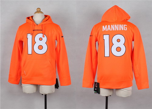 Nike Denver Broncos #18 Peyton Manning Orange Kids Hoodie