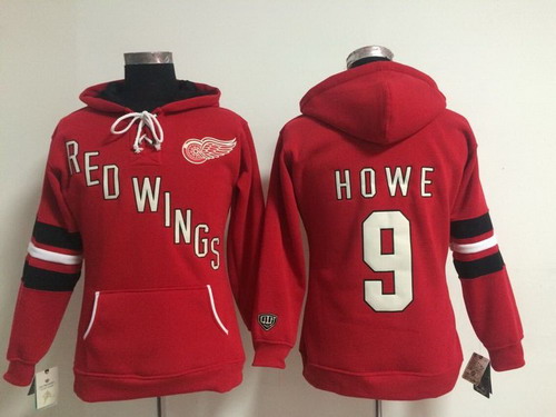 Old Time Hockey Detroit Red Wings #9 Gordie Howe Red Womens Hoodie