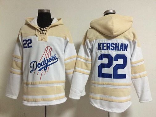 Men's Los Angeles Dodgers #22 Clayton Kershaw Home White Hoodie