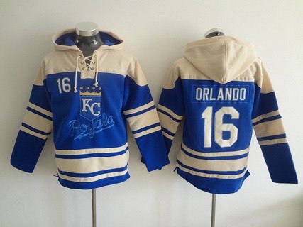 Men's Kansas City Royals #16 Paulo Orlando Alternate Blue MLB Hoodie