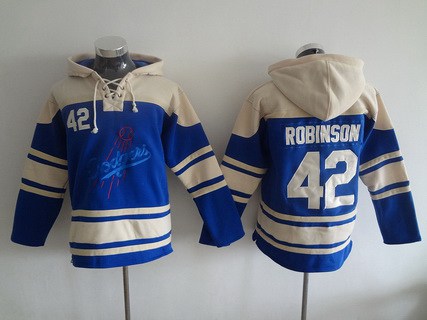 Men's Los Angeles Dodgers #42 Jackie Robinson Blue Alternate MLB Hoodie