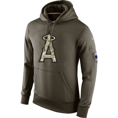 Men's Los Angeles Angels Nike Olive Salute To Service KO Performance Hoodie