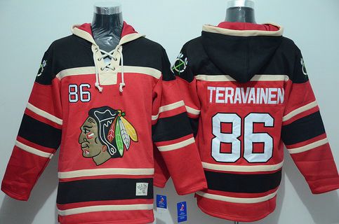 Men's Chicago Blackhawks #86 Teuvo Teravainen Old Time Hockey Red Hoodie