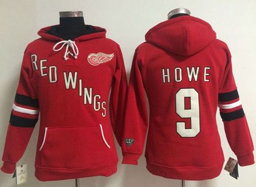 Detroit Red Wings #9 Gordie Howe Red Women's Old Time Heidi NHL Hoodie