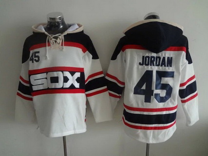 Men's Chicago White Sox #45 Michael Jordan White Pullover Hoodie