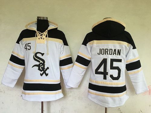 Men's Chicago White Sox #45 Michael Jordan Retired White Baseball MLB Hoodie