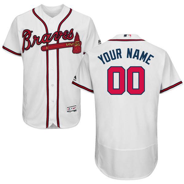 Mens Atlanta Braves White Customized Flexbase Majestic MLB Collection Jersey