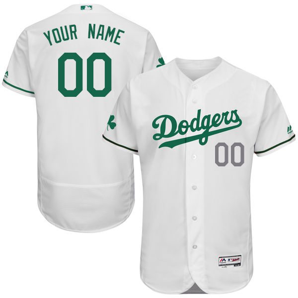 Mens Los Angeles Dodgers White Celtic Customized Flexbase Majestic MLB Collection Jersey