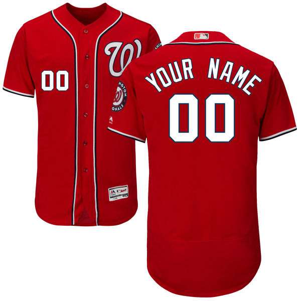 Mens Washington Nationals Red Customized Flexbase Majestic MLB Collection Jersey