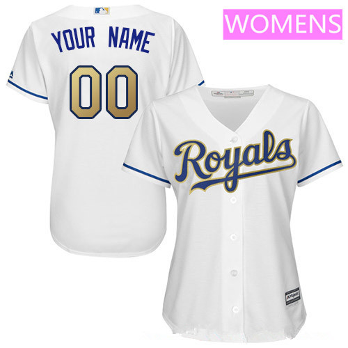 Women's Kansas City Royals White With Gold Home Majestic 2017 Cool Base Custom Baseball Jersey