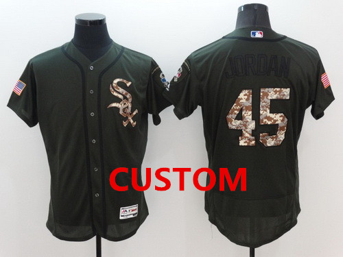 Custom Chicago White Sox Retired Green Salute to Service 2016 Flexbase Majestic Baseball Jersey