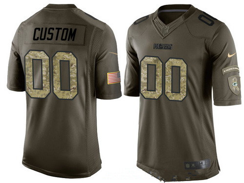 Men's Green Bay Packers Custom Olive Camo Salute To Service Veterans Day NFL Nike Limited Jersey