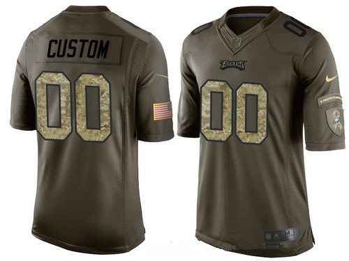 Men's Philadelphia Eagles Custom Olive Camo Salute To Service Veterans Day NFL Nike Limited Jersey