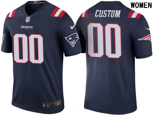 Women's New England Patriots Navy Custom Color Rush Legend NFL Nike Limited Jersey