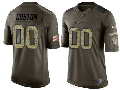 Youth Kansas City Chiefs Custom Olive Camo Salute To Service Veterans Day NFL Nike Limited Jersey