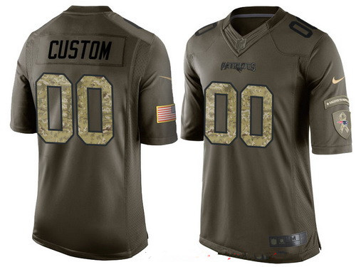 Youth New England Patriots Custom Olive Camo Salute To Service Veterans Day NFL Nike Limited Jersey