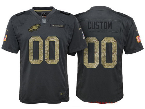 Youth Philadelphia Eagles Custom Anthracite Camo 2016 Salute To Service Veterans Day NFL Nike Limited Jersey