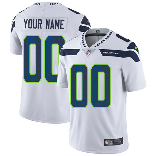 Men's Nike Seattle Sehawks White Customized Vapor Untouchable Player Limited Jersey