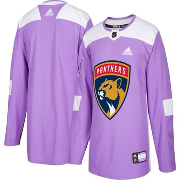 Men's Florida Panthers Purple Pink Custom Adidas Hockey Fights Cancer Practice Jersey