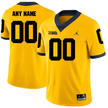 Michigan Wolverines Men's Yellow Customized College Football Jersey