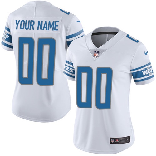 Women's Nike Detroit Lions Road White Customized Vapor Untouchable Player Limited Jersey