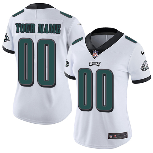 Women's Nike Philadelphia Eagles Road White Customized Vapor Untouchable Limited NFL Jersey