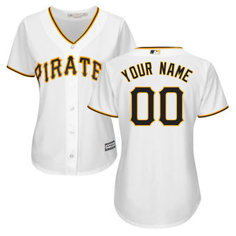 Women's Pittsburgh Pirates Majestic White Home Cool Base Custom Jersey