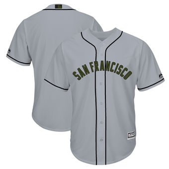 Men's San Francisco Giants Majestic Gray 2018 Memorial Day Cool Base Team Custom Jersey