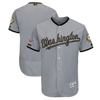 Men's Washington Nationals Majestic Gray 2018 Memorial Day Authentic Collection Flex Base Team Custom Jersey