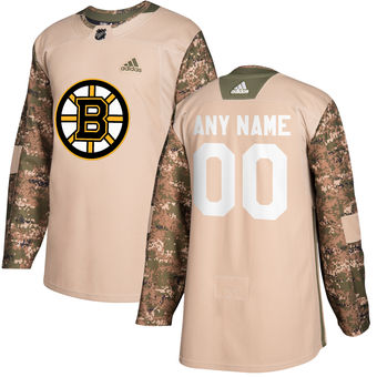 Men's Boston Bruins Camo Adidas Veterans Day Custom Practice Jersey