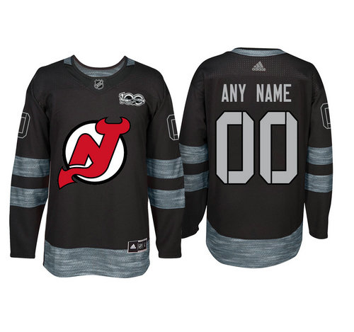 Adidas New Jersey Devils Black 1917-2017 100th Anniversary Stitched NHL Custom Jersey