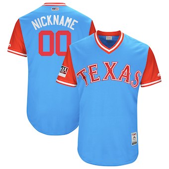 Men's Texas Rangers Majestic Light Blue 2018 Players' Weekend Authentic Flex Base Custom Jersey