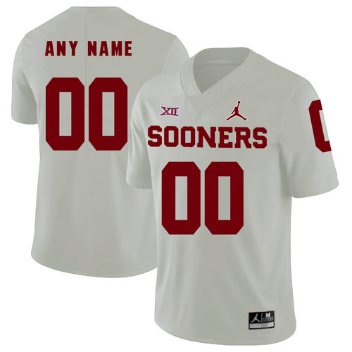 Oklahoma Sooners White Men's Customized College Football Jersey