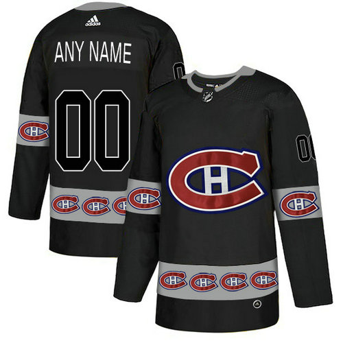 Men's Montreal Canadiens Custom Black Team Logos Fashion Adidas Jersey