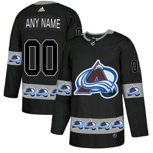 Men's Colorado Avalanche Custom Black Team Logos Fashion Adidas Jersey