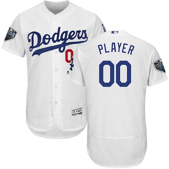 Men's Los Angeles Dodgers Majestic White 2018 World Series Flex Base Custom Jersey