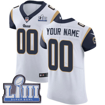 Men's Customized Los Angeles Rams Vapor Untouchable Super Bowl LIII Bound Elite White Nike NFL Road Jersey