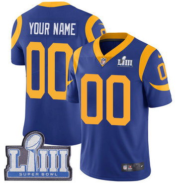 Youth Customized Los Angeles Rams Vapor Untouchable Super Bowl LIII Bound Limited Royal Blue Nike NFL Alternate Jersey