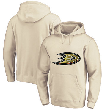 Anaheim Ducks Cream Men's Customized All Stitched Pullover Hoodie