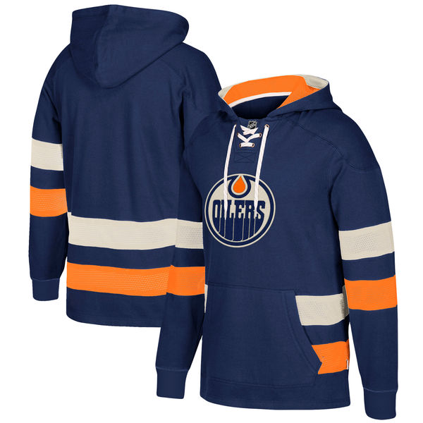 NHL Edmonton Oilers Navy Men's Customized All Stitched Hooded Sweatshirt