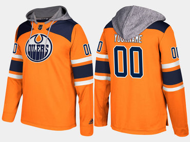 Adidas Oilers Men's Customized Name And Number Orange Hoodie