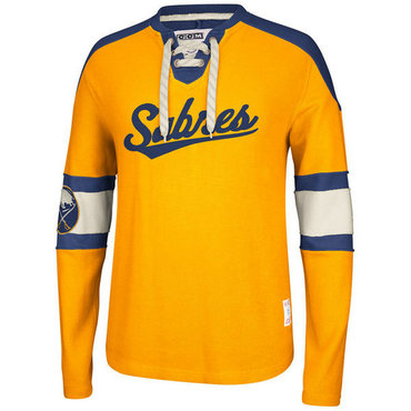 Sabres Yellow Men's Customized All Stitched Sweatshirt